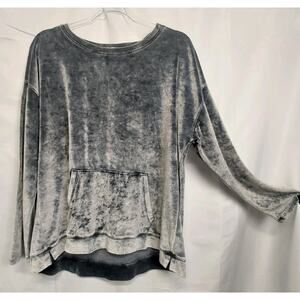 Cupio Sweatshirt Womens XL Gray Velour Front Pocket Dolman Sleeve Lounge Stretch